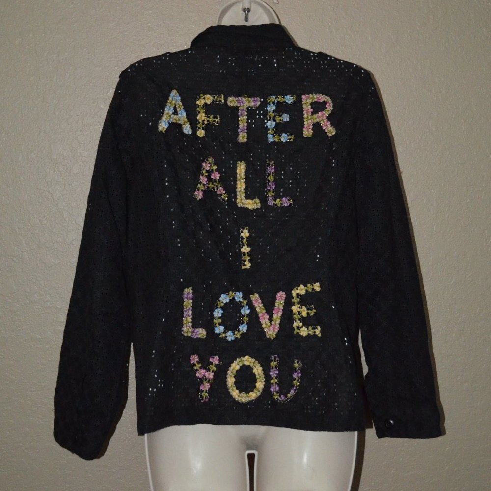 NWOT $1245 Sz S Tu Es Mon Tresor Black Linen Eyelet AFTER ALL I LOVE YOU Jacket